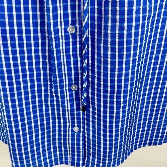 LDT Chris Button Down Collar Short Sleeve Seersucker Blouson Shirt Dress - Picture 7 of 12